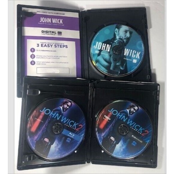 John Wick Chapter 2 4K Ultra HD,Blu-ray + Digital HD, -EX & Free JW-1 DVD - Picture 2 of 9